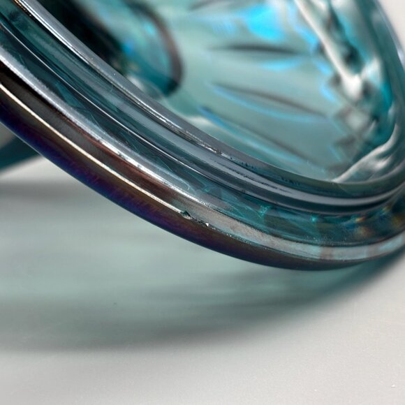 Vintage Indiana Glass Princess Candy Dish Blue Carnival Dish Lidded Vanity - Picture 7 of 11